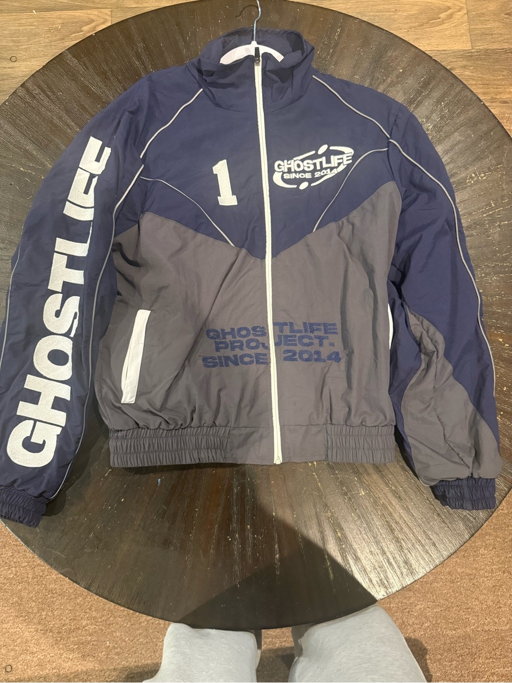 Ghostlife Blue & Gray Zip Front Windbreaker